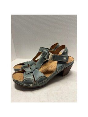 Pikolinos Teal Blue Leather Fisherman Sandals Secolino Spain 39 8.5